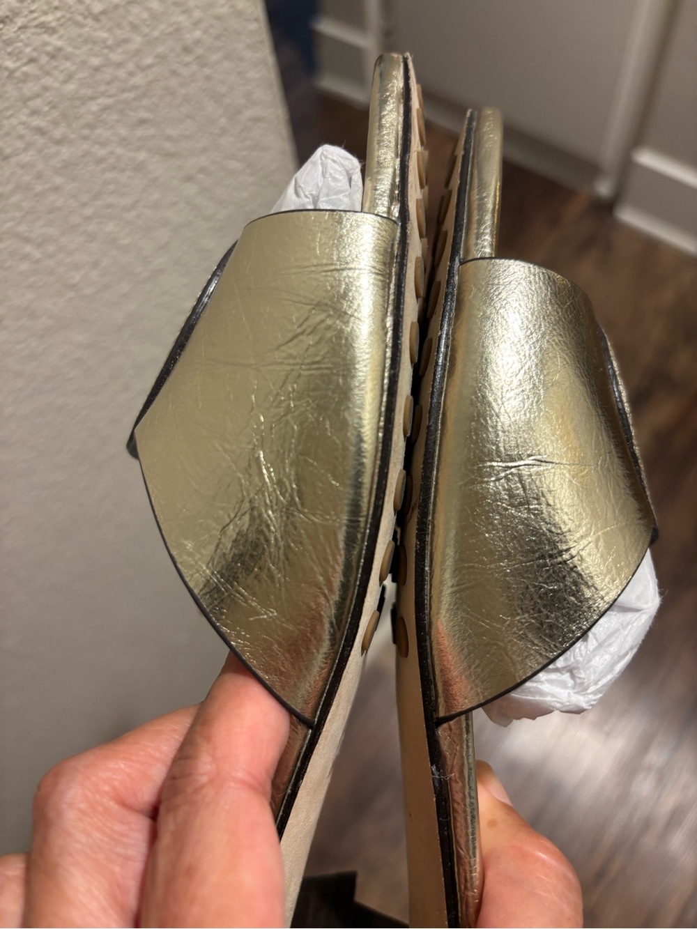Tory Burch Gold Miller Logo Slide Sandals - Picture 4 of 10